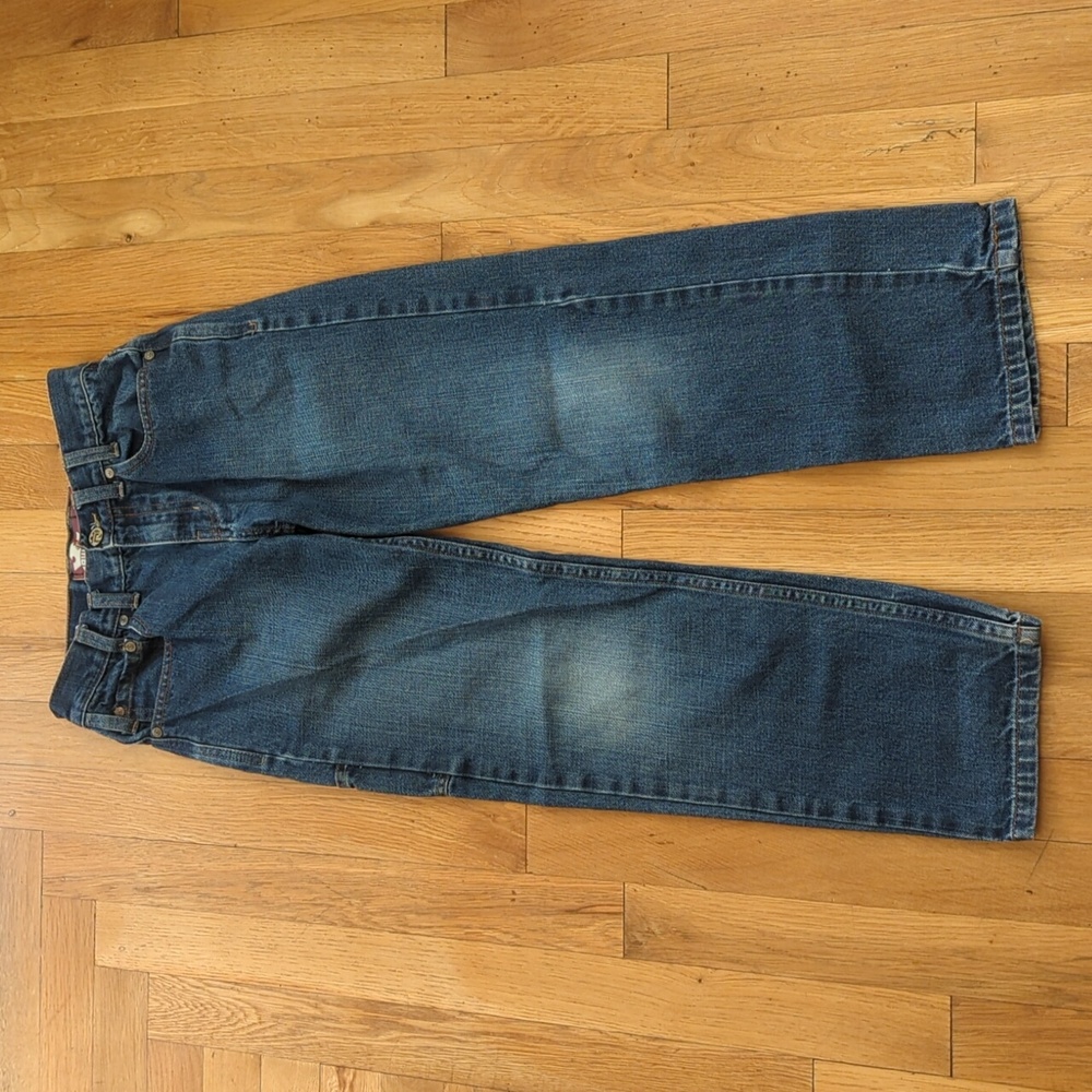 3/$20🌟 Boy's Raw Edge Medium Wash Straight Leg Denim Jeans Size 10